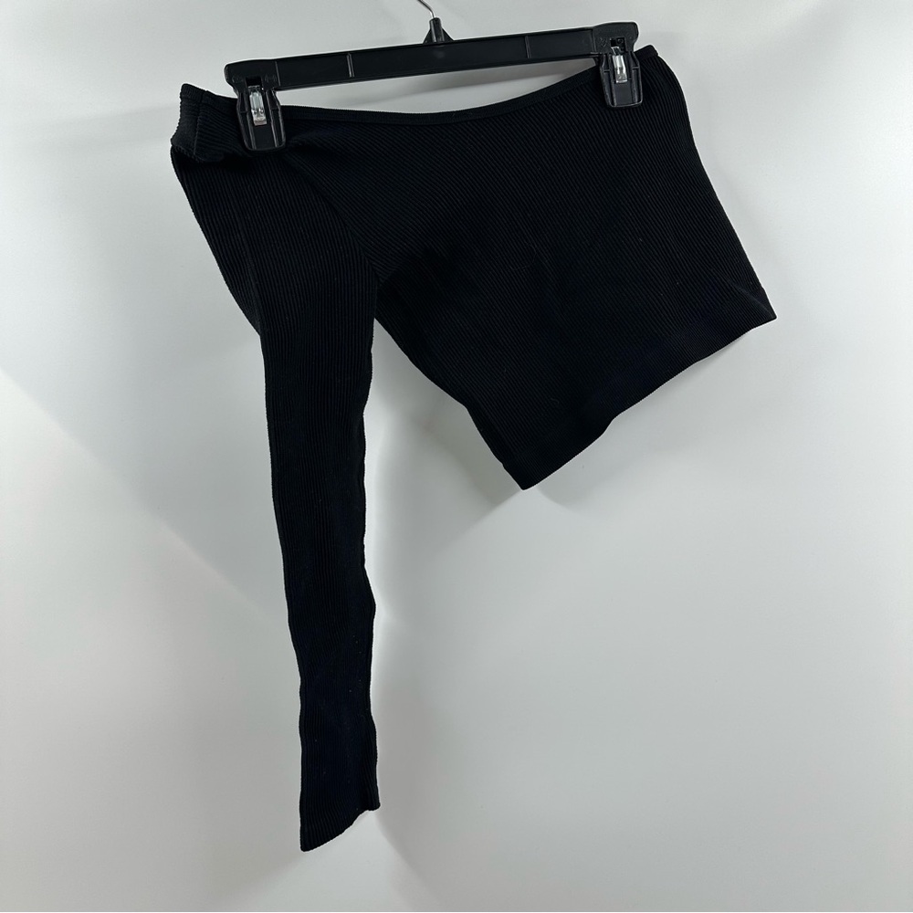 Love Tree Asymmetrical One-Sleeve Ribbed Top – Size Small - Picture 3 of 4